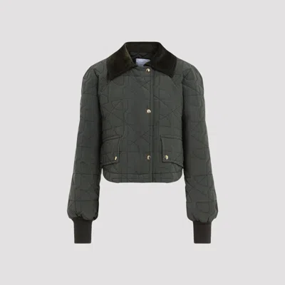 Patou Quilted Velvet Collar Cropped Blouson In Black