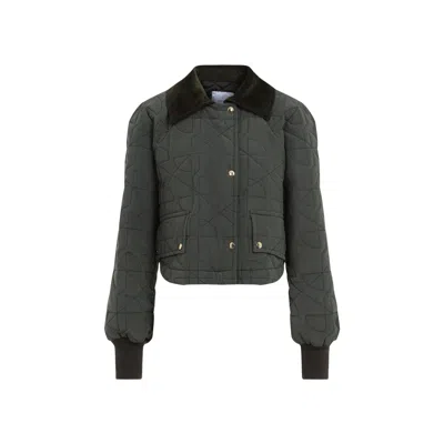 Patou Quilted Velvet Collar Cropped Blouson In Black