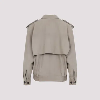 Saint Laurent Relaxed Fit Suede Calf Leather Jacket In Gray