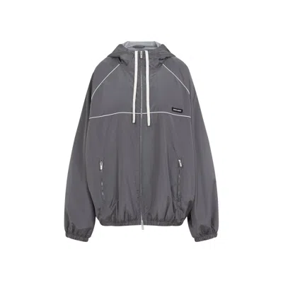 Miu Miu Grey Polyester Jacket In Gray