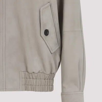 Saint Laurent Relaxed Fit Suede Calf Leather Jacket In Gray