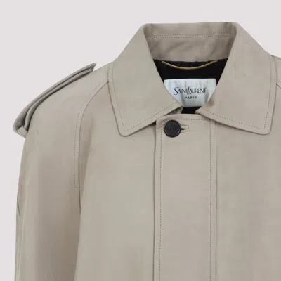 Saint Laurent Relaxed Fit Suede Calf Leather Jacket In Gray
