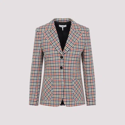 Chloé Chloe Checked Wool-blend Blazer In Neutral