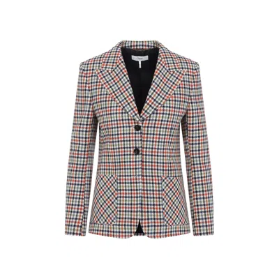 Chloé Chloe Checked Wool-blend Blazer In Neutral