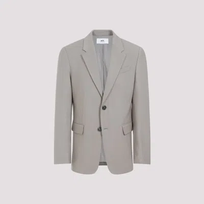 Ami Alexandre Mattiussi Light Taupe Virgin Wool Two Buttons Jacket In Gray