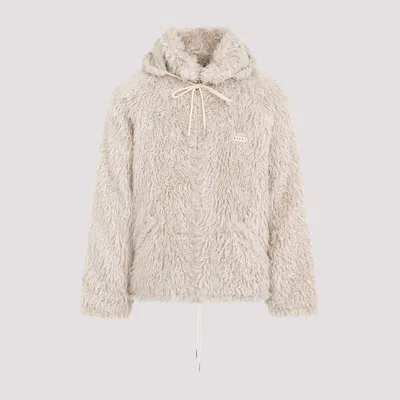 Marni Giacca In Ecopelliccia Con Cappuccio Removibile In Neutral