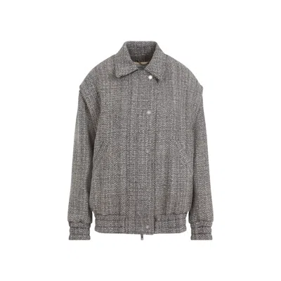 Golden Goose Journey Wool Blend Herringbone Bomber Jacket
