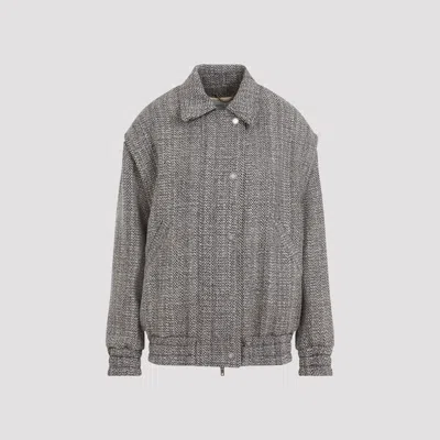 Golden Goose Journey Wool Blend Herringbone Bomber Jacket