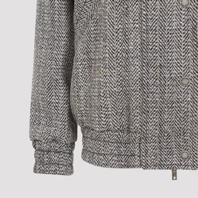 Golden Goose Journey Wool Blend Herringbone Bomber Jacket