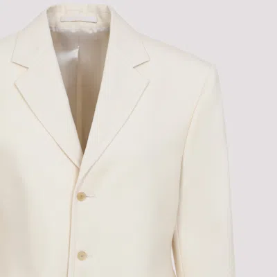 Carven Parchment White Wool Blazer With Notched Collar