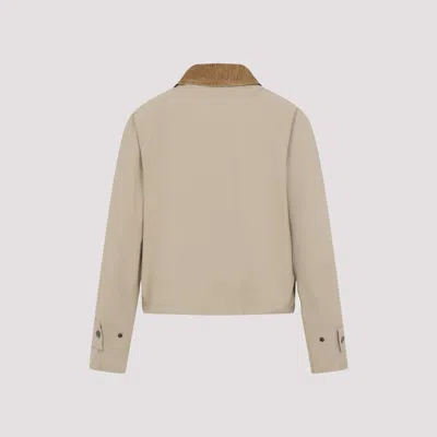Burberry Cropped Beige Coat With Corduroy Collar In Gray