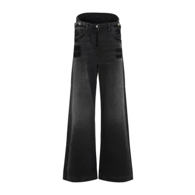 Attico Layered Waist Wide-leg Jeans