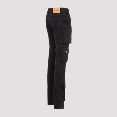 Attico Dark Wash Cargo Jeans With Logoed Buttons 15cm In Black