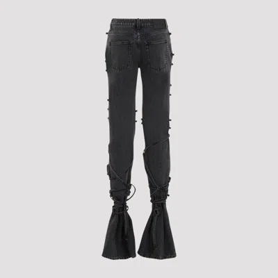 Alexander Mcqueen Flared Jeans With Unique Lace-up Detailing And High-quality Cotton Fabric In Black