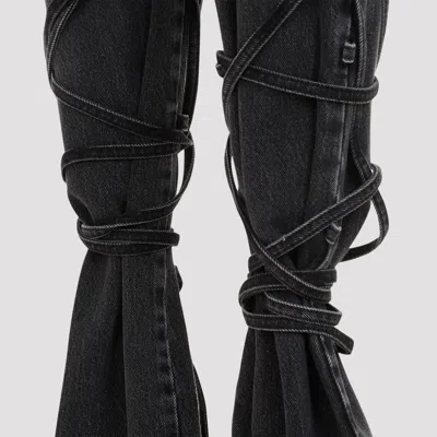 Alexander Mcqueen Flared Jeans With Unique Lace-up Detailing And High-quality Cotton Fabric In Black