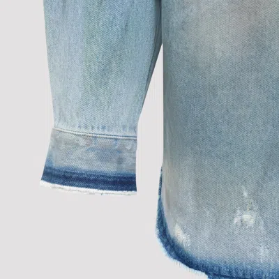 Egonlab Distressed Denim Overshirt In Blue