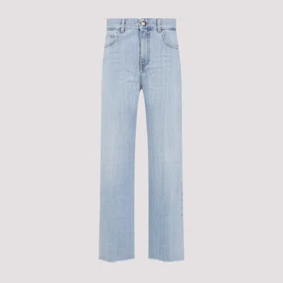 Giambattista Valli Flared High-waist Jeans Frayed Hem In Blue