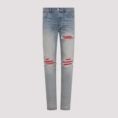 Amiri Mx1 Slim Fit Jeans With Distressed Red Accents