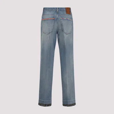 Valentino Womens Denim Blu Lav Chiaro Embroidered Straight-leg Denim Jeans In Blue