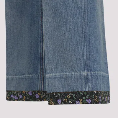 Valentino Womens Denim Blu Lav Chiaro Embroidered Straight-leg Denim Jeans In Blue