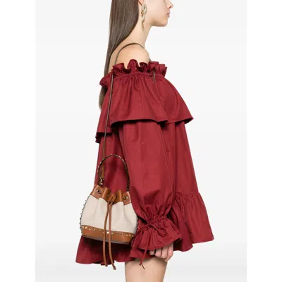 Valentino Studded Detailing Canvas Bucket Bag