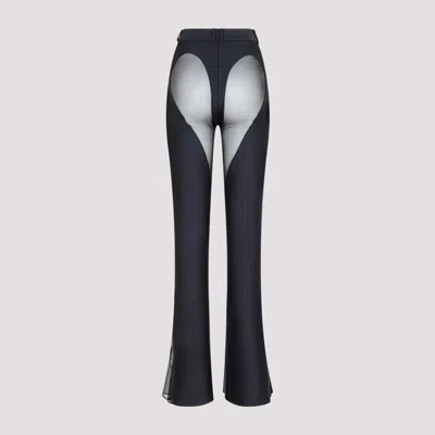 Mugler Flared Sheer Pants With Tulle Ruffles