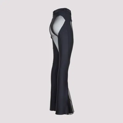 Mugler Flared Sheer Pants With Tulle Ruffles