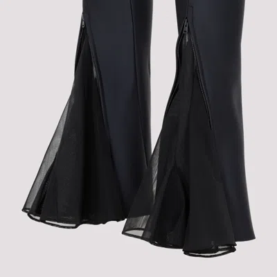 Mugler Flared Sheer Pants With Tulle Ruffles