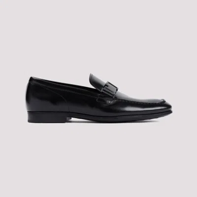Tod's Double T Buckle Loafers In Brushed Leather