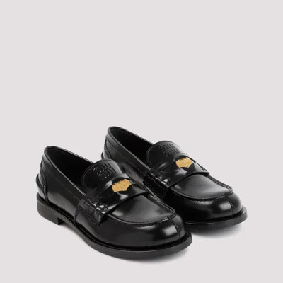 Miu Miu Black Leather Loafers