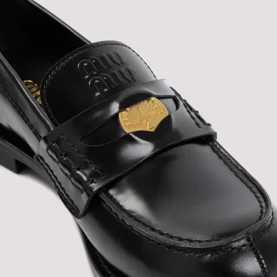 Miu Miu Black Leather Loafers