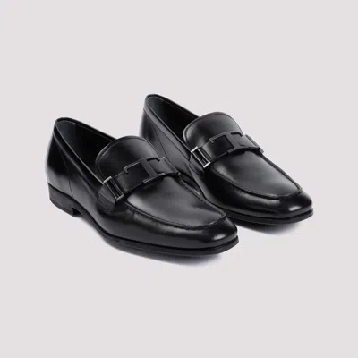 Tod's Double T Buckle Loafers In Brushed Leather