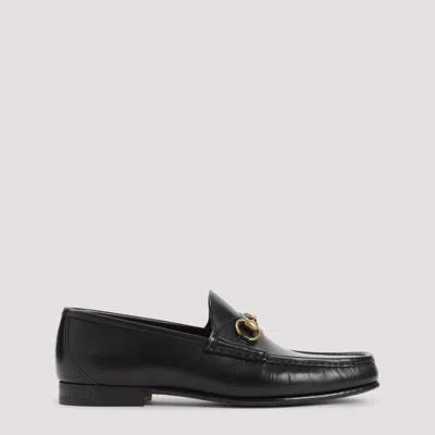 Gucci Horsebit Almond-toe Loafers In Black