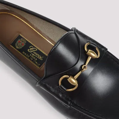 Gucci Horsebit Almond-toe Loafers In Black