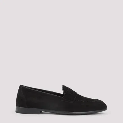 Brioni Almond Toe Suede Leather Penny Loafers