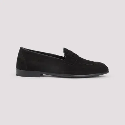 Brioni Almond Toe Suede Leather Penny Loafers