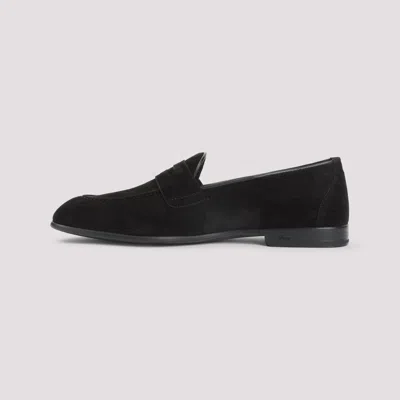 Brioni Almond Toe Suede Leather Penny Loafers