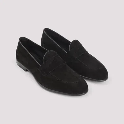 Brioni Almond Toe Suede Leather Penny Loafers