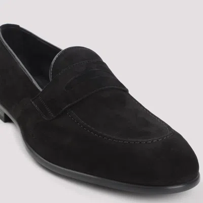 Brioni Almond Toe Suede Leather Penny Loafers