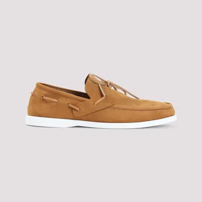 Marni Leather Loafers With Rubber Outsole And Piping In Brown