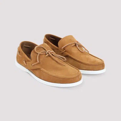 Marni Leather Loafers With Rubber Outsole And Piping In Brown
