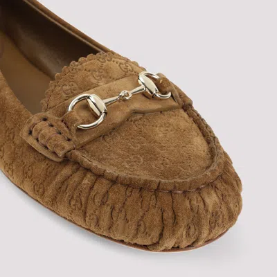 Gucci Women Biscuit Suede Loafers In Brown
