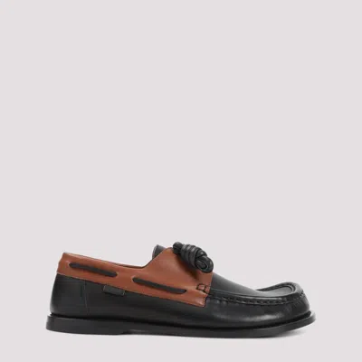 Loewe Sculpted Black Leather Shoes With Brown Accents