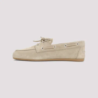 Miu Miu Suede Calf Leather Loafers Women In Neutral