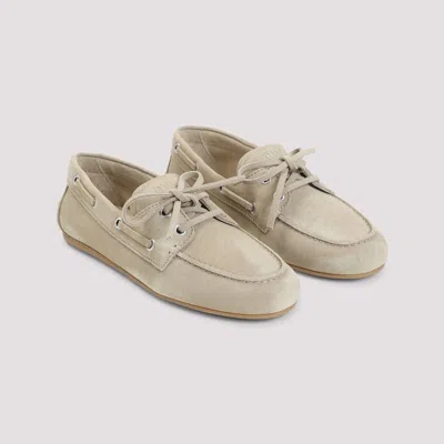 Miu Miu Suede Calf Leather Loafers Women In Neutral