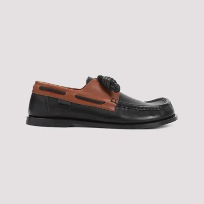 Loewe Sculpted Black Leather Shoes With Brown Accents
