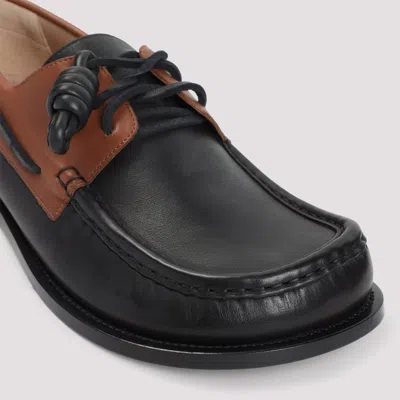 Loewe Sculpted Black Leather Shoes With Brown Accents