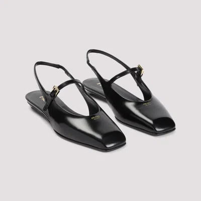 Prada Mary Jane Patent Pointy-toe Slingback Ballerina Flat