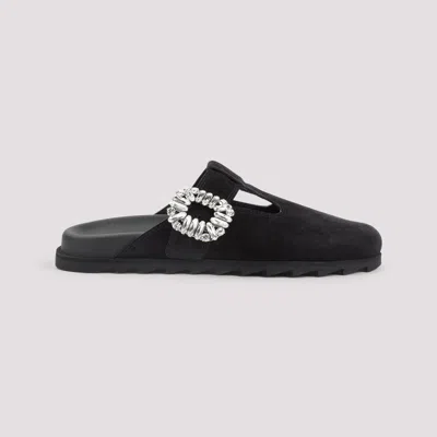 Roger Vivier Minimalist Black Flats With Rounded Toe And Low-profile Sole In Black