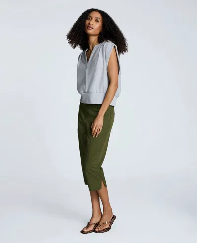 Kenneth Cole Fly Front Invisible Zip Pedal Pusher Pant In Green